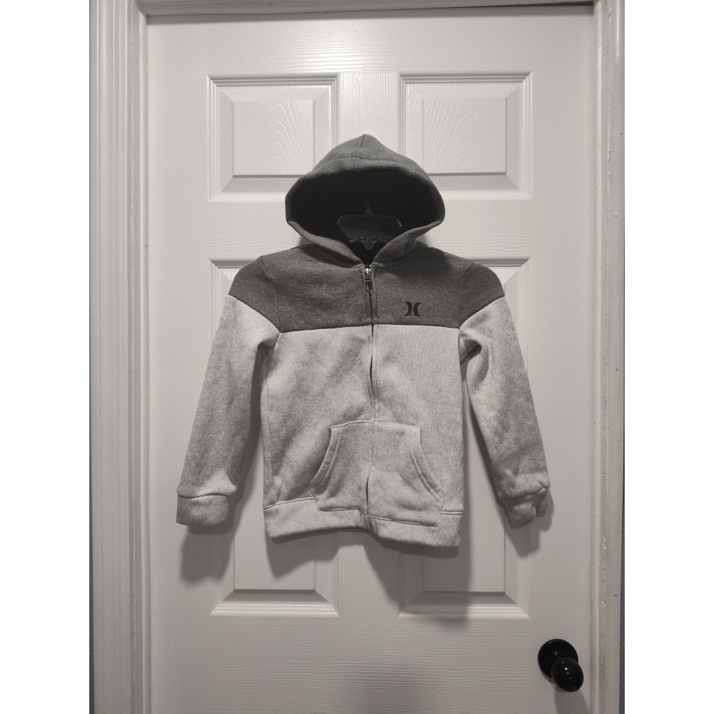 Hurley Hoodie Youth Boys Size Large 7 Dark Gray/Heather Gray Full Zip Sweatshirt